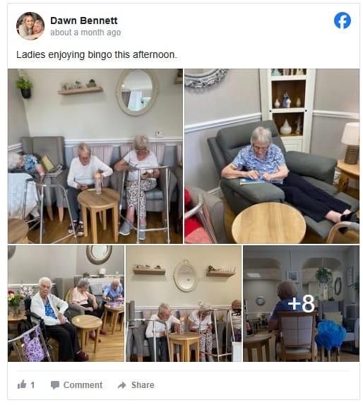 Residents at Ashgrove Care Home enjoying Bingo